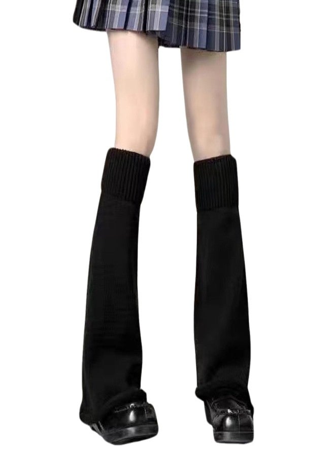 CYian Leg Warmers for Girls Women Kawaii Y2k Harajuku Leg Warmers Cute Knitted Leg Sleeves Goth Lolita Accessories(Black - Image 1